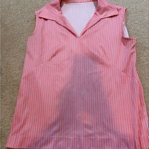 Pink and White Striped Sleeveless Top